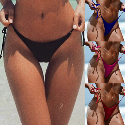 #ad Beachwear Bikini G String Thongs Bottom Beach Solid Swimwear Sexy Glamour Briefs $6.28