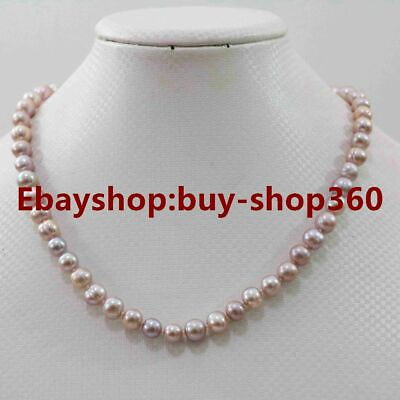 #ad Natural Pink Purple 7 8mm Freshwater Pearl Necklace 16 50 Inchs $14.87