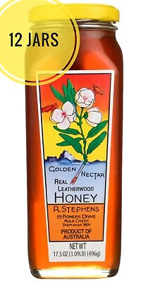 #ad 12 Pack Golden Nectar Real Leatherwood Honey Organic R. Stephens Australia $199.00