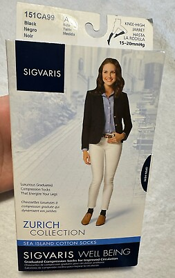 #ad SIGVARIS Zurich Collection 15 20 Sz. A Knee High CT Black Compression Socks NEW $24.99