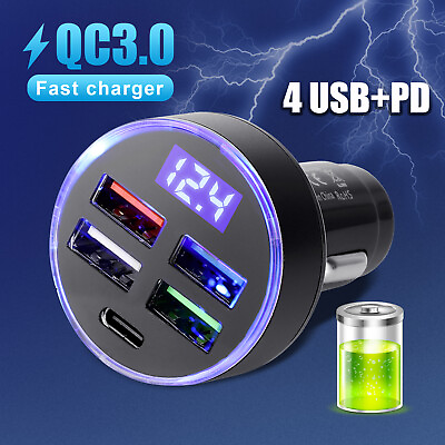 #ad 4X USB PD 30W Type C Car Charger Fast Charge Adapter For iPhone 13 12 11 Pro Max $6.45