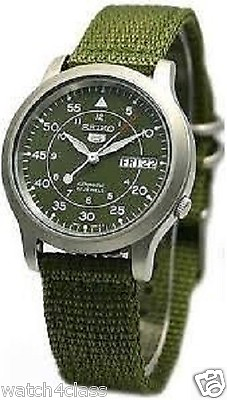#ad NEW SEIKO 5 SNK805K2 AUTOMATIC military WATCH CAL.7S26C Green face nylon strap $180.00