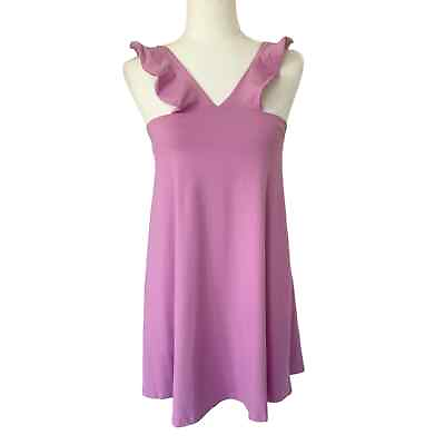#ad Susana Monaco Ruffle V Strap Dress Womens XS Pansy Pink Fit Flare Swing NWT $24.99