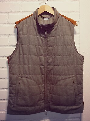 #ad Peter Millar Wool Lamb Suede Full Zip Vest Grey Brown Mens XL $79.99