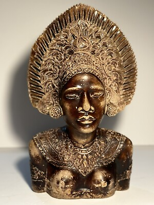 #ad Regal African Princess Stone Carved Bust Distressed Janger Dancer Like $155.00