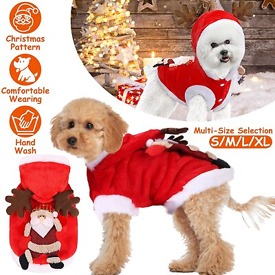 #ad Pet Christmas Costumes Santa Dog Clothes Winter Coats Outfit for Cats Small Dogs $11.57