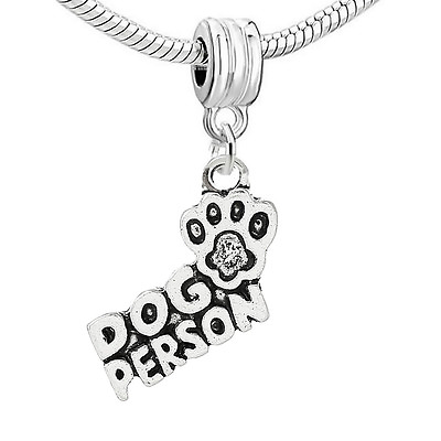 #ad quot;Dog Person with Pawquot; Charm Bead Spacer for Snake Chain Charm Bracelets $9.99
