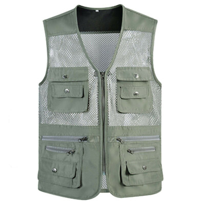 #ad Summer Mesh Outdoor Multi pocket Fishing Photography Camping Vest Waistcoat $19.32