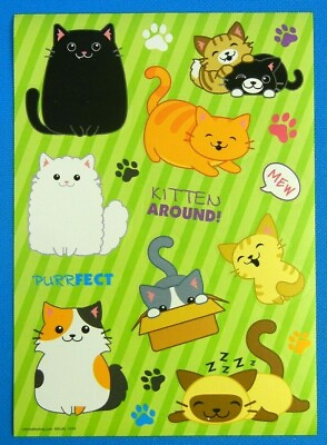 #ad Cute Cat Sticker Sheet $2.26
