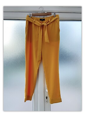 #ad NEXT Mustard Yellow Trousers Tapered Leg Tie Belt Size 10 Reg GBP 14.99