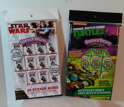 #ad STICKERS STAR WARS amp; TEENAGE MN TURTLES  NEW IN PACKAGE 20 boxes per pkg $25.00