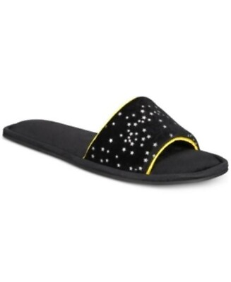 #ad Black Warm Cozy Womens Slip On Slippers Stars XL 11 12 $16.87