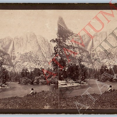 #ad c1870s California Park Yosemite Falls Real Photo Stereoview American Scenery V42 $18.75