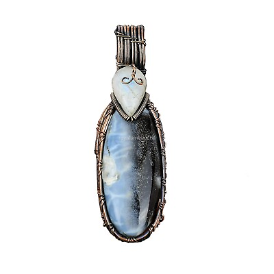 #ad Owyhee Blue Opal Wire Wrapped Pendant Handcrafted Copper Unique Gift 3.15quot; $22.07