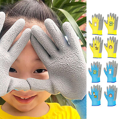 #ad 4 pairs * Gardening Gloves for Kids Latex Coated Garden Work Protective Glove $12.94