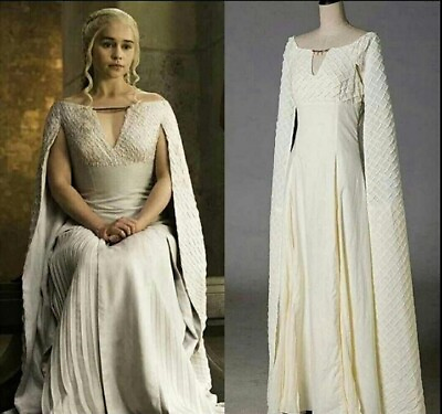 #ad Game of Thrones Daenerys Targaryen Gray Dress Costume Cosplay Suit $83.27