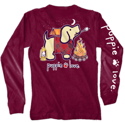 #ad #ad Puppie Love Dog Fall Camping Long Sleeve T Shirt NEW WITH TAG FAST SHIP $28.00
