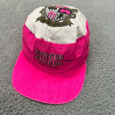 #ad VTG Circus Circus Casino Las Vegas Neon Pink Painter#x27;s Cap Hat Adjustable Strap $6.95