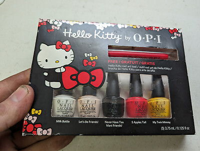#ad OPI Hello Kitty Friend Pack 5 Mini Nail Lacquer Polish amp; Art Tool Set Boxed NIB $19.00