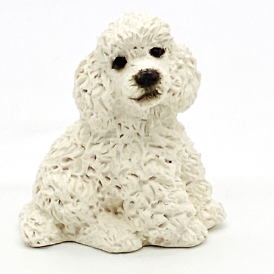 Vintage Poodle Dog Small Figurine 1990 Resin White w Black Eyes and Nose 2quot; x 2quot; $13.95