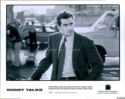 #ad 1997 Charlie Sheen Stars As Tv Reporter In Comedy Money Talks Movies Photo 8X10 $24.99