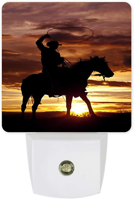 #ad Cowboy Ride Horse Plug in LED Night Lights Western Theme Auto Dusk to Dawn Senso $22.07