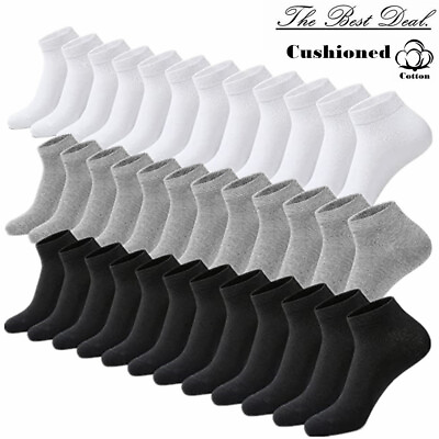 #ad #ad 3 12 Pairs Mens Plain Solid Cotton Sports Ankle Athletic Socks Low Cut Size 9 13 $6.99