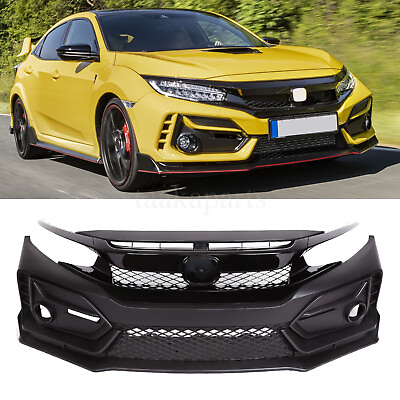 #ad Type R Style Front Bumper Cover W Grille W Lip For 16 21 Honda Civic Sedan Coupe $465.49