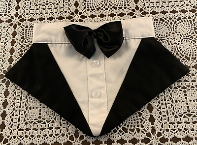 #ad Designer Dog Tuxedo Bandana Black Bow Tie White Shirt Wedding Attire Medium $10.99