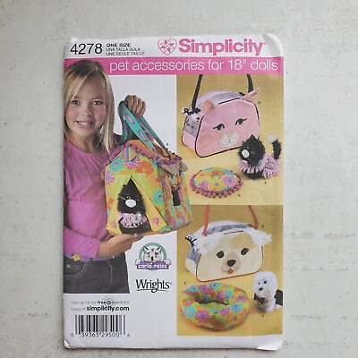 #ad Simplicity Pattern 4278 Crafts Toy Pet Accessories Carrier Bed Blanket UNCUT $4.71