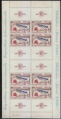 #ad France 1964 Mi 1480 Sc 1100 PHILATEC sheet of 8 MNH stamps CV 200$ Postrider $60.60