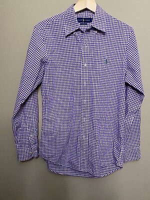#ad Men’s Polo Ralph Lauren Long Sleeve Button Down Classic Fit Gingham Plaid Purple $19.00