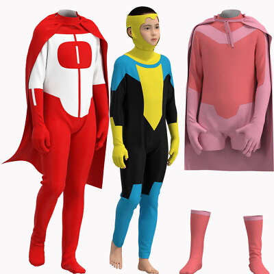 #ad Invincible Mark Grayson Jumpsuit Set Cosplay Costume Omni Man Atom Eve Bodysuit $30.49
