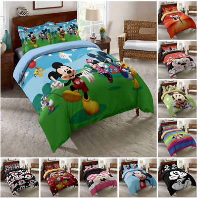 #ad 3D Mickey Minnie Bedding Set Twin Queen Bed Duvet Cover Pillowcase Bedding Set $31.15