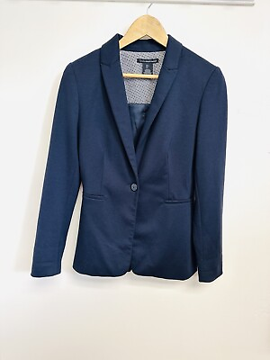 #ad Hilary Radley Studio Womens Small Navy Blazer Soft Jacket Classic Lined Button $18.99