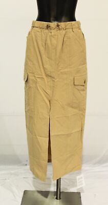 #ad Miss Selfridge Women#x27;s High Rise Cargo Pocket Maxi Skirt AG4 Tan US:6 UK:10 NWT $21.74