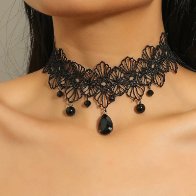 #ad Women#x27;s Fashion Jewelry Black Boho Gothic Lace Collar Statement Necklace 398 $11.66