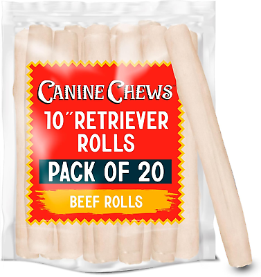 #ad 10quot; Dog Rawhide Retriever Rolls Rawhide Bones for Large Dogs 20 Pack 100% $47.99