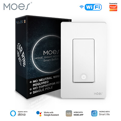 #ad MOES WiFi Smart Light Switch No Neutral Required No Capacitor Alexa Google APP $29.69