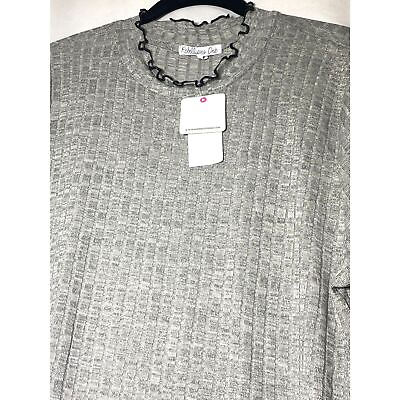 #ad Rebellious One heather grey ruffle neck top Size 2X $6.00