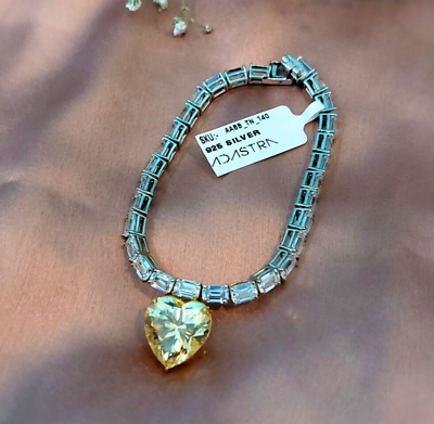 #ad Yellow Heart Tennis Bracelet 925 Fine Silver Handmade Everyday Luxury Jewelry $453.70
