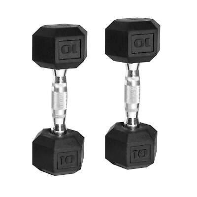#ad CAP Barbell 10lb Coated Rubber Hex Dumbbell Pair US $21.99