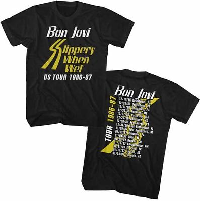 #ad BON JOVI SLIPPERY WHEN WET Glam Hair Metal CLASSIC Rock Band Concert T Shirt $30.00