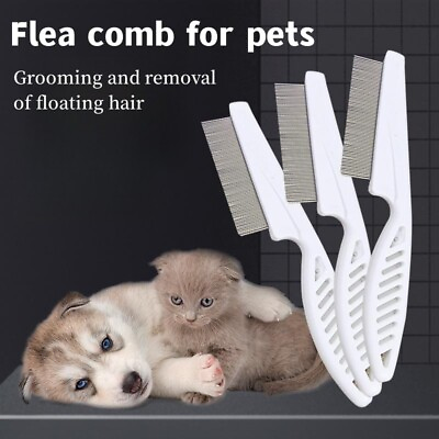 #ad Pet Hair Shedding Comb Pet Cleaning Comb Dog Cat Flea Comb Steel Needle Brush $4.66