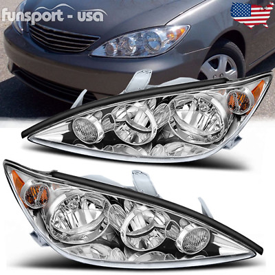 #ad Chrome Headlights for 2005 2006 Toyota Camry Crystal Headlamps Assembly Pair Set $69.99