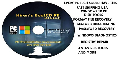 #ad Hiren#x27;s Boot CD PC Repair Virus Removal Clone Recovery Password Utilities $7.49