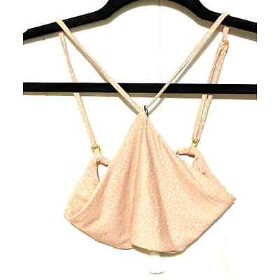 #ad Amuse Society x Flynn Skye S Pink Dawn High Neck Bikini Swim Top Swiss Dots New $25.88