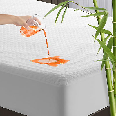 #ad Queen Size Bed Waterproof Mattress Protector Cooling Water Proof Bamboo Mattre $43.99