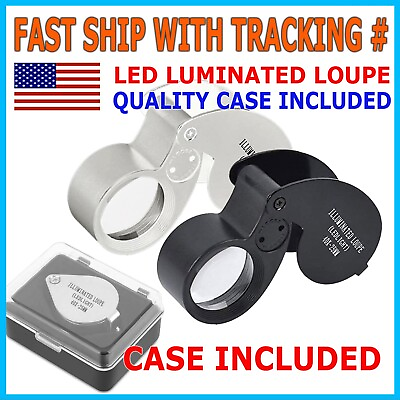 #ad 40X Jewelers Loupe Magnifier Light Jewelry Eye Loop Pocket Magnifying Glass Coin $5.95