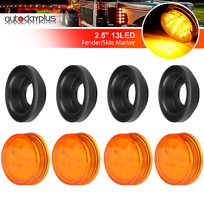 #ad 4x 2.5 inch Round 13 led Side Marker Clearance Truck trailer Light Amber $16.99